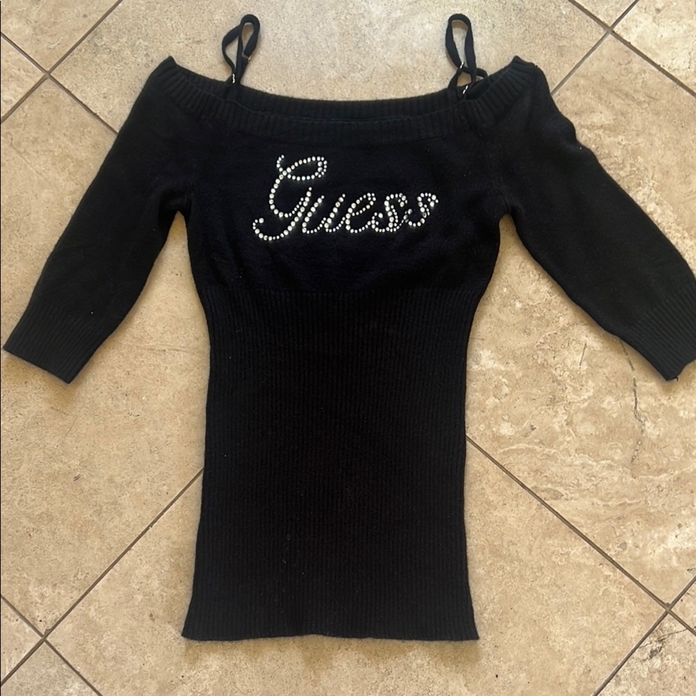 Guess Black Off-Shoulder Sweater